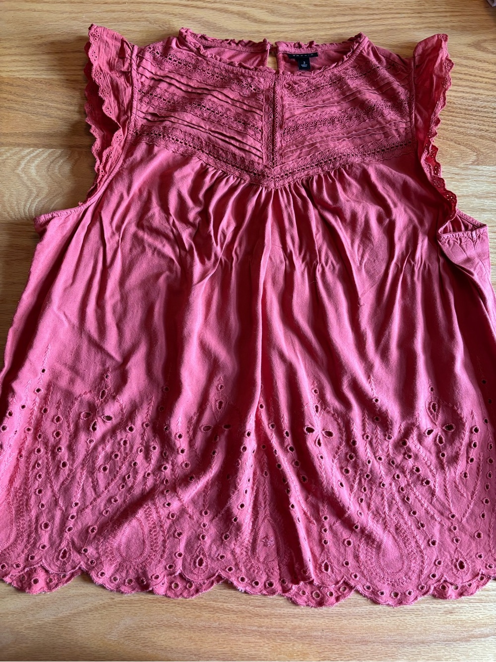 Women’s Torrid  Lace, Eyelet, Pin tuck , Detail Boho Style Burnt Orange Top 3X